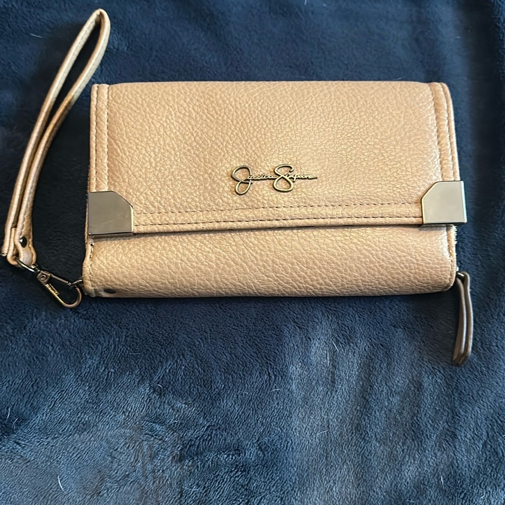 Jessica Simpson Tan Clutch with Gold Accents